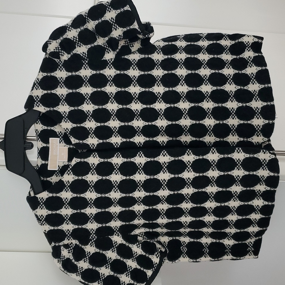 Michael Kors Short Sleeve Cropped Wool Jacket, Cream & Black